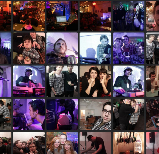 Collage of partygoers, performers and projections from Wunder events