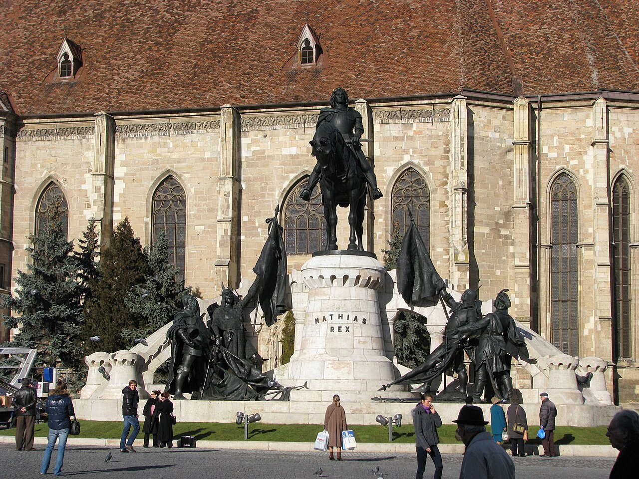 Matthias Corvinus monument beside St Michael’s Church in Cluj